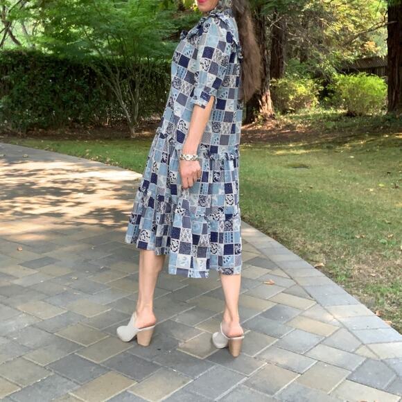 Vintage Boho Hippie Prairie Ruffle Dress Cottage Artsy Anthro Hawaiian Dress - Picture 11 of 12